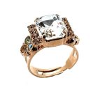 Ring by Mariana Woman Sophisticated Clear and Golden Swarovski Crystals