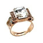 Ring by Mariana Woman Sophisticated Clear and Golden Swarovski Crystals