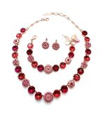 Jewelry Set By Mariana Woman Necklace Bracelet and Earrings Fuchsia and Rose Pink Swarovski Crystals