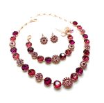 Jewelry Set By Mariana Woman Necklace Bracelet and Earrings Fuchsia and Rose Pink Swarovski Crystals - Image 4