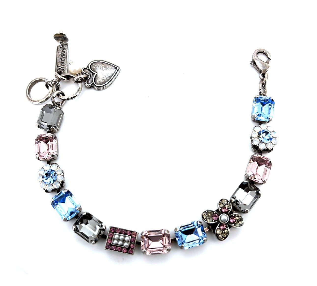 B-4092-1147-SP (1) Bracelet by Mariana Woman Gorgeous Black Diamond and Pink Swarovski Crystals - Image 1