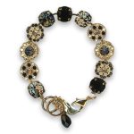 Bracelet by Mariana Woman Elegant Jet and Golden Swarovski Crystals