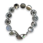 Bracelet by Mariana Woman Fab Pyrite Mineral and Clear Swarovski Crystals