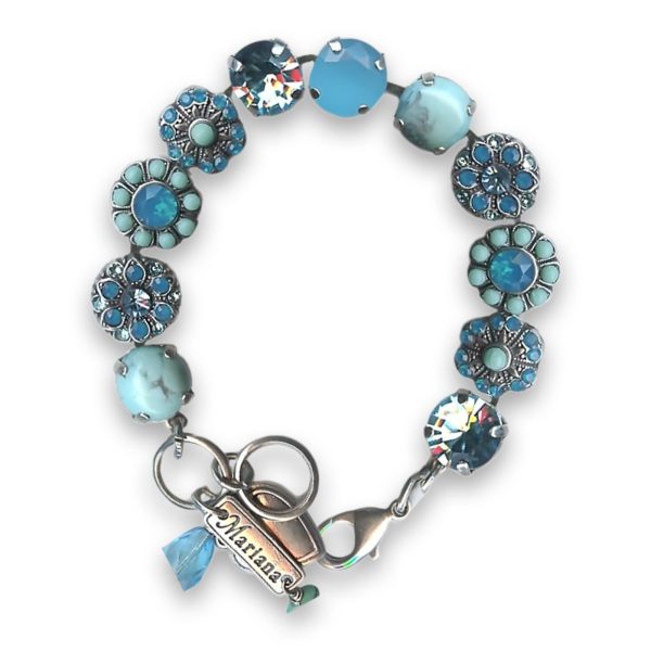 Bracelet by Mariana Woman Exquisite Turquoise Mineral and Aqua Swarovski Crystals