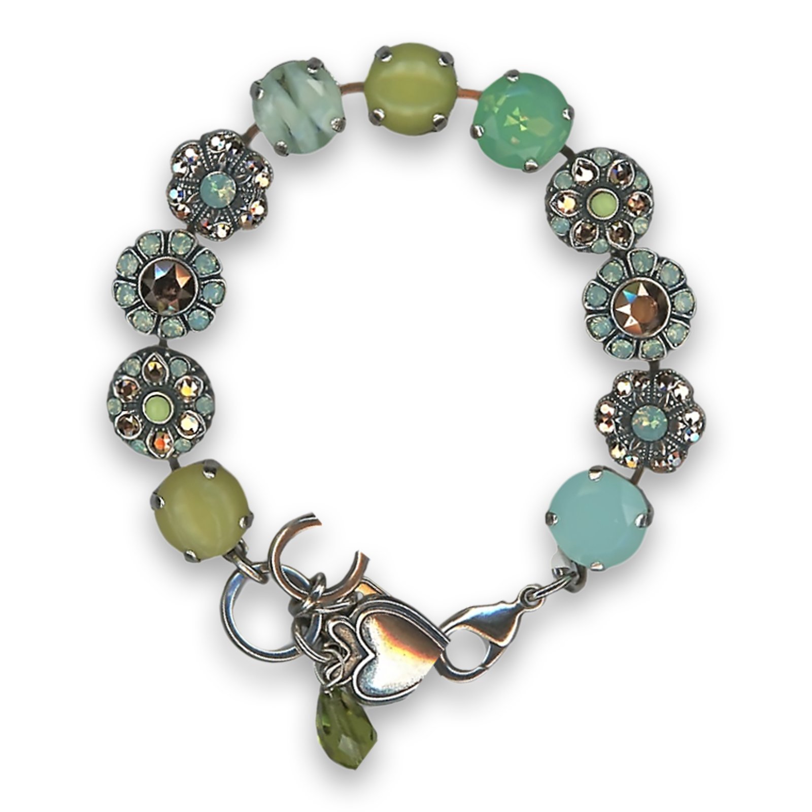 B-4284-M1113-SP (1) Bracelet by Mariana Woman Charming Jade Mineral and Opal Swarovski Crystals - Image 1