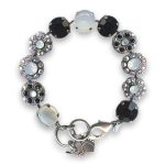 Bracelet by Mariana Woman Luxurious White Shell Mineral and Jet Swarovski Crystals - Image 2