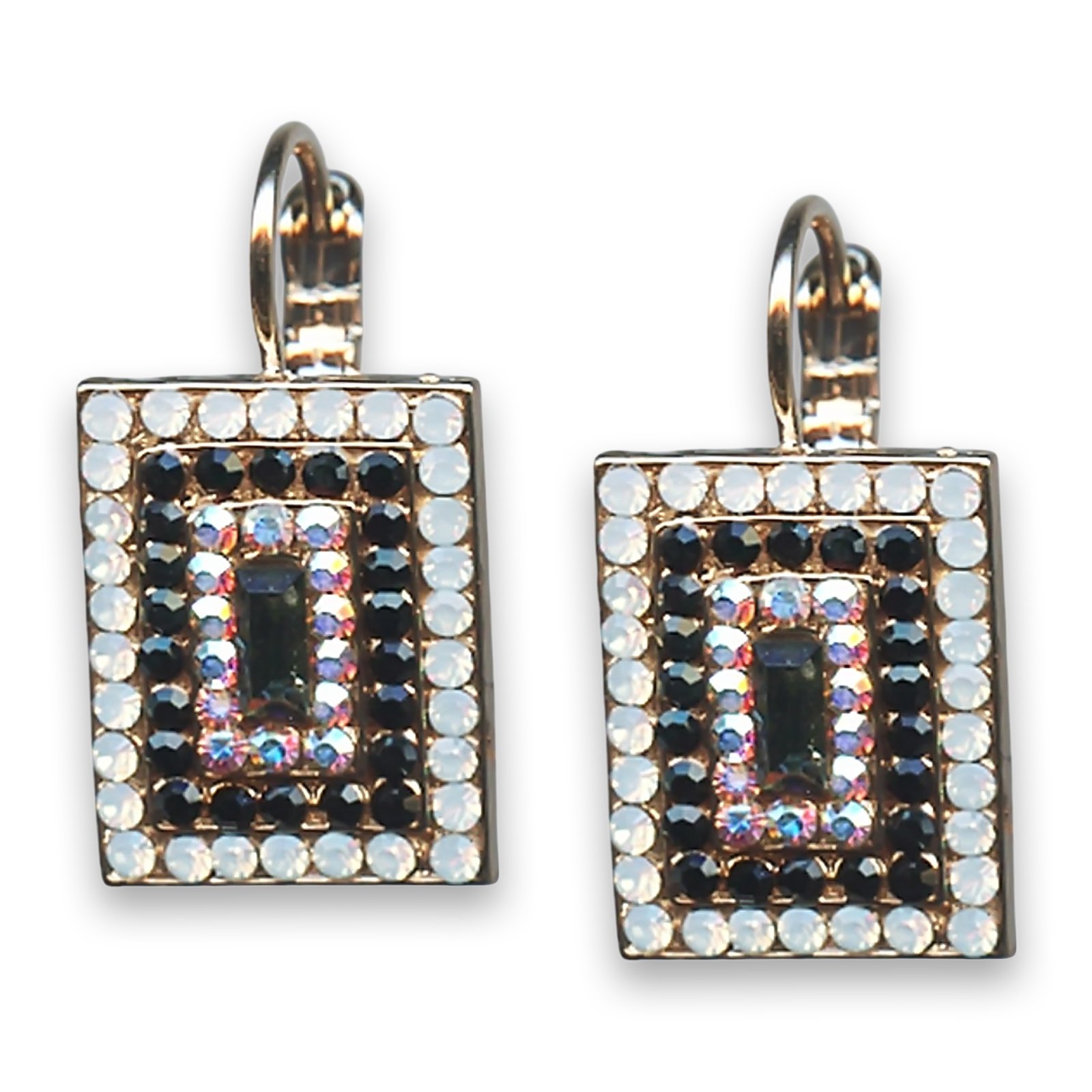 E-1000-3-87-3-RG6 (1) Earrings by Mariana Woman Glamorous Jet and AB Swarovski Crystals - Image 1