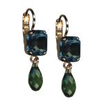Earrings By Mariana Woman Elegant Olivine and Navy Blue Swarovski Crystals