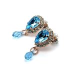 Earrings by Mariana Woman Glamorous Aquamarine and Chrysolite Swarovski Crystals - Image 2