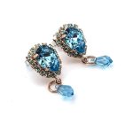 Earrings by Mariana Woman Glamorous Aquamarine and Chrysolite Swarovski Crystals - Image 3