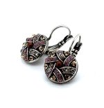 Earrings By Mariana Woman Charming Round Opal and Dark Topaz Swarovski Crystals-SP