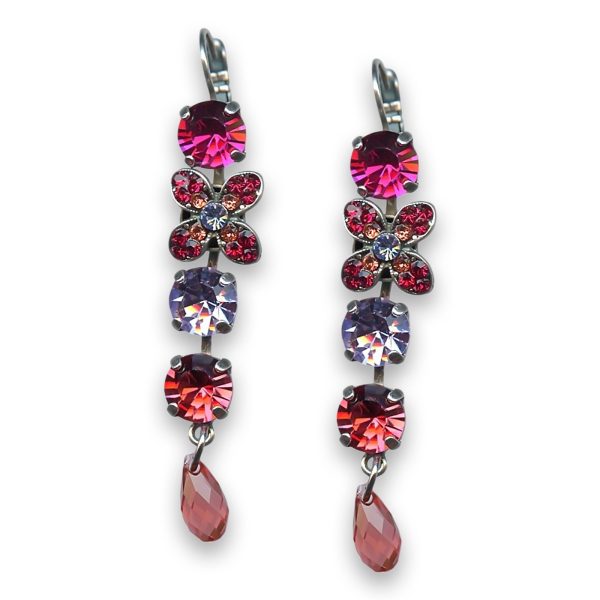 Earrings by Mariana Woman Classy Rose Peach and Fuchsia Swarovski Crystals