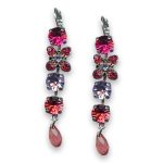 Earrings by Mariana Woman Classy Rose Peach and Fuchsia Swarovski Crystals - Image 2