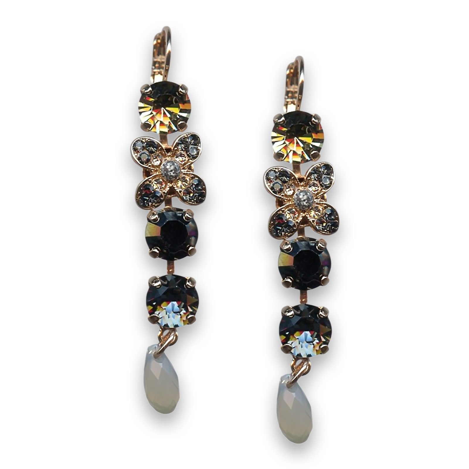 E-1068-1035-RG6 (1) Earrings by Mariana Woman Opulent Black Diamond Swarovski Crystals - Image 1