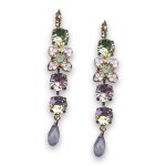 Earrings by Mariana Woman Beautiful Rose and Peridot Swarovski Crystals - Image 3