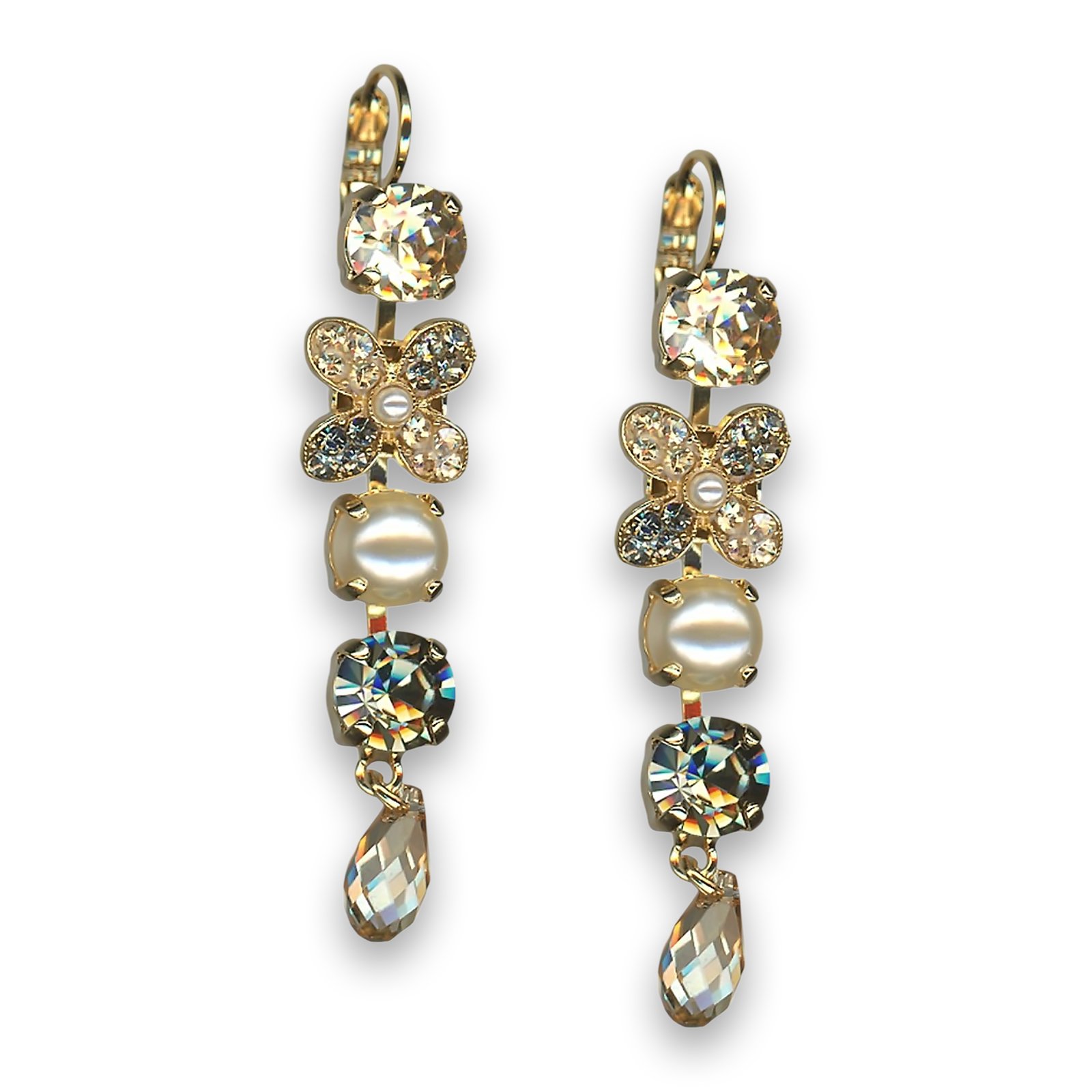 E-1068-1132-YG6 (1) Earrings by Mariana Woman Timeless Golden and Pearl Swarovski Crystals - Image 1