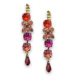Earrings by Mariana Woman Dangling Siam and Fuchsia Swarovski Crystals - Image 3
