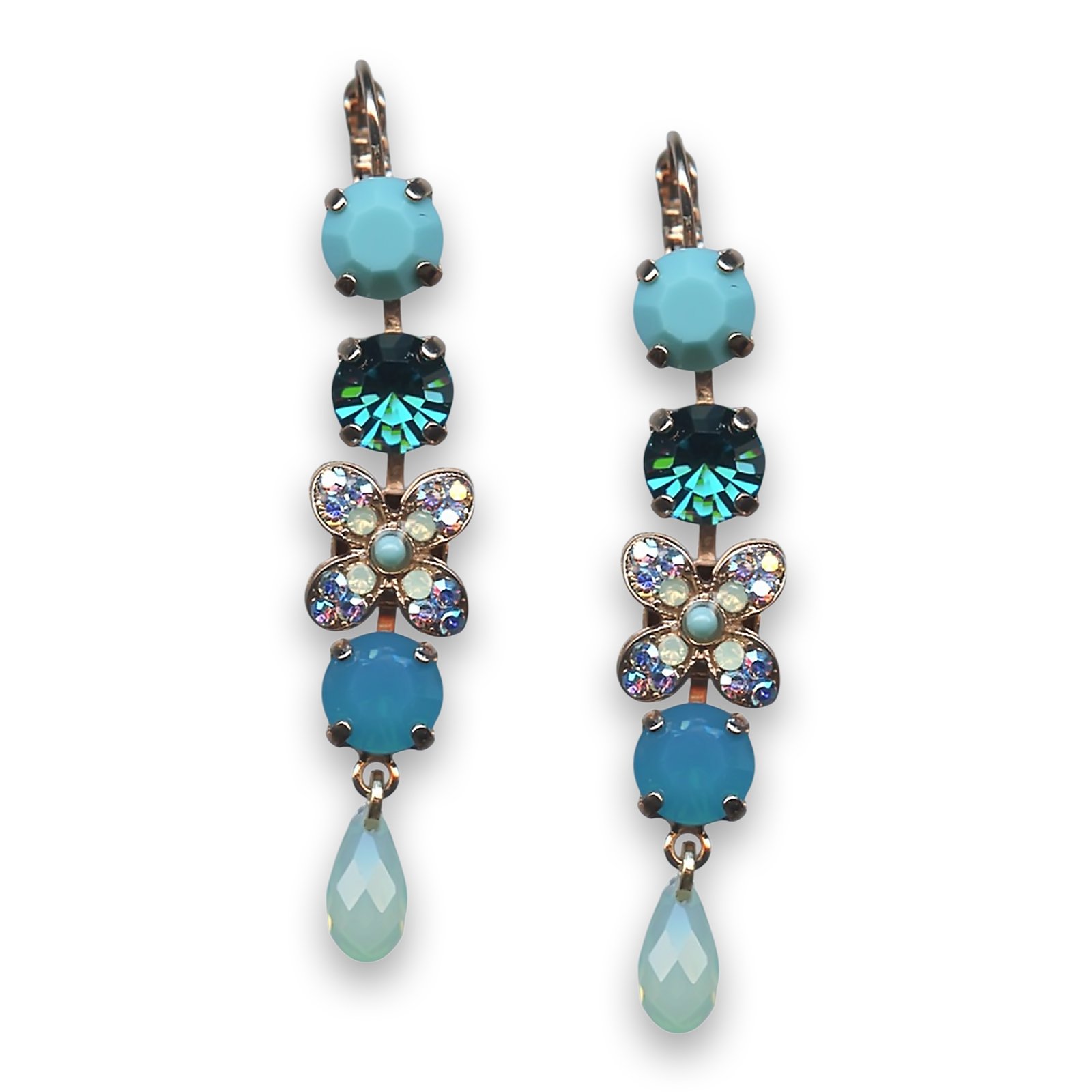 E-1068-1205-RG6 (1) Earrings by Mariana Woman Gorgeous Turquoise and Blue Swarovski Crystals - Image 1
