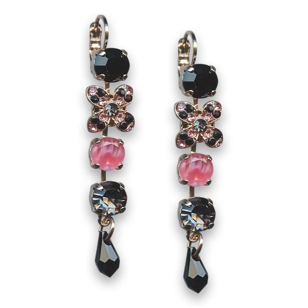 Earrings by Mariana Woman Elegant Jet and Rose Swarovski Crystals