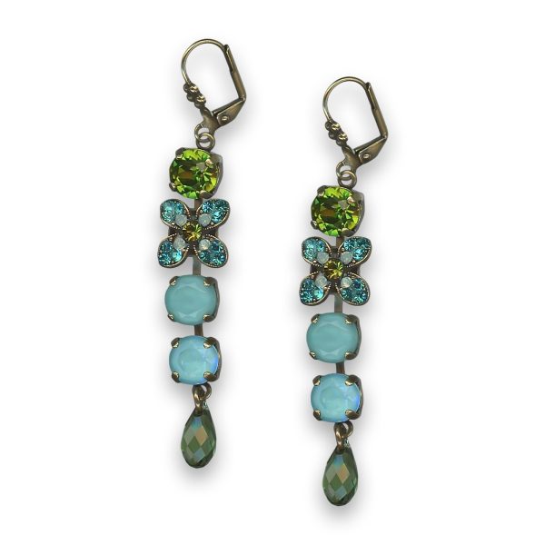 Earrings by Mariana Woman Alluring Olivine and Blue Swarovski Crystals