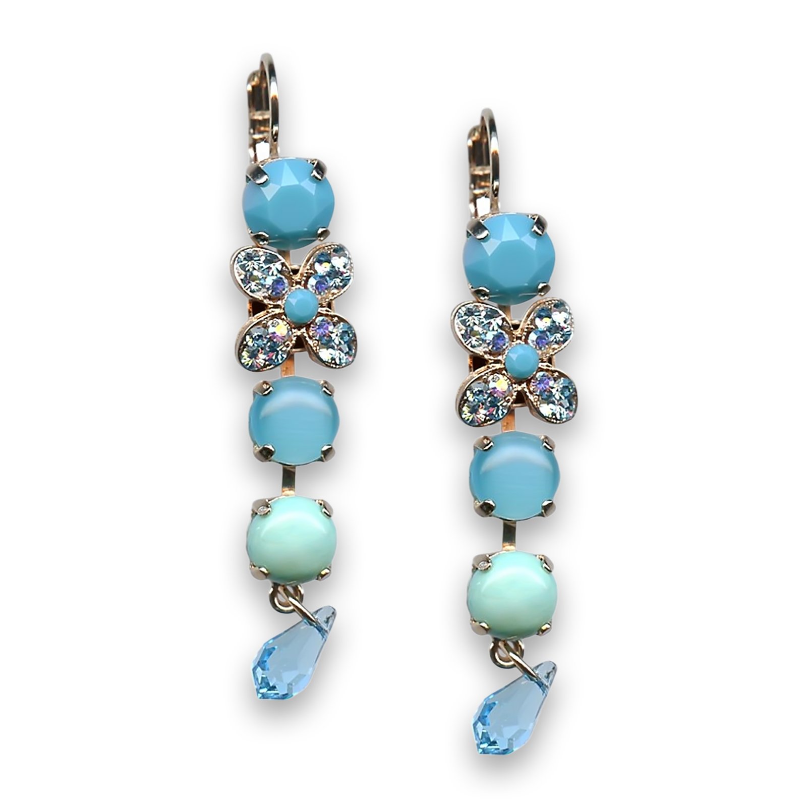 E-1068-2672-RG6 (1) Earrings by Mariana Woman Charming Turquoise and Aquamarine Swarovski Crystals - Image 1