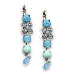 Earrings by Mariana Woman Charming Turquoise and Aquamarine Swarovski Crystals - Image 3