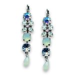 Earrings by Mariana Woman Beautiful Aquamarine and Opal Swarovski Crystals - Image 2