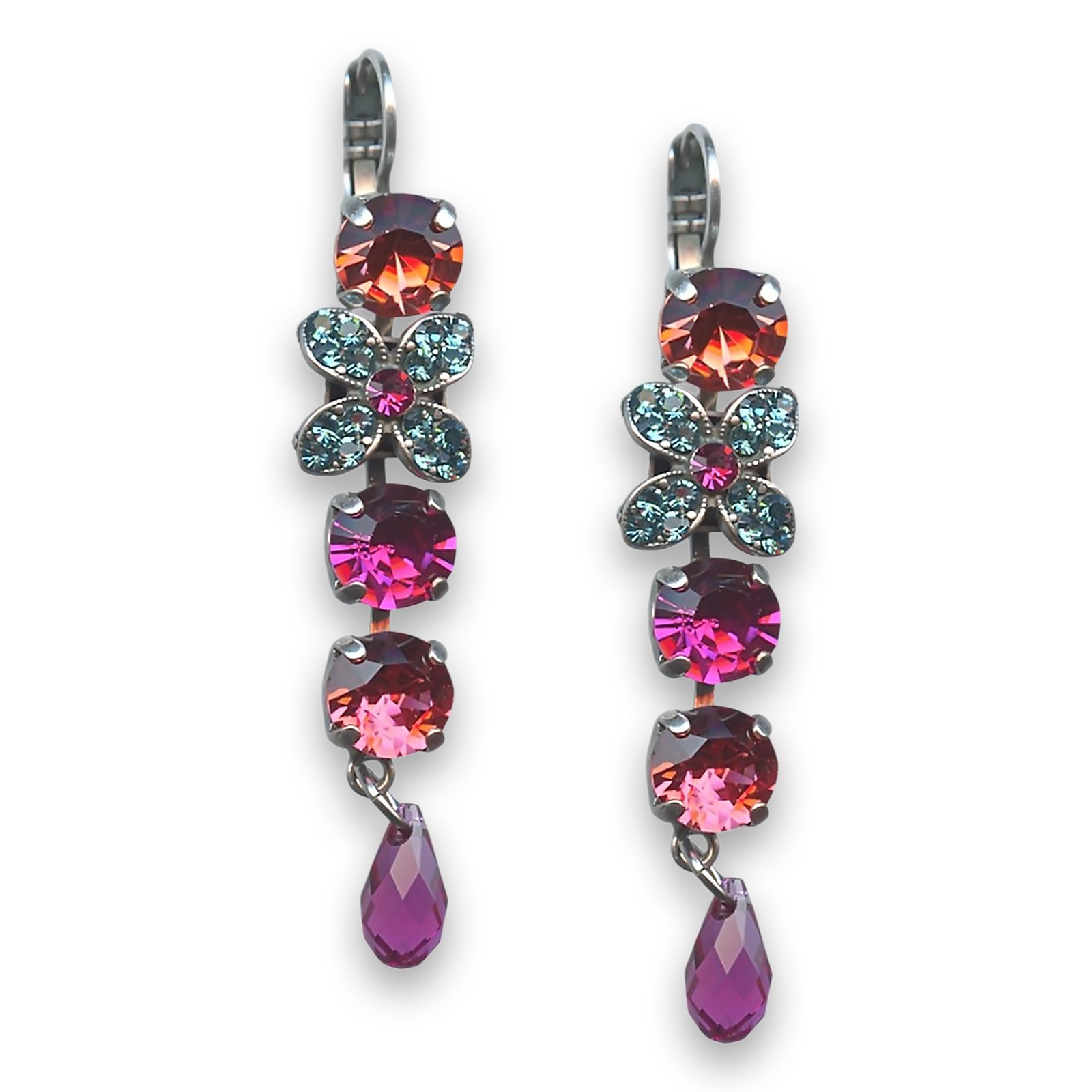 E-1068-292-SP6 (1) Earrings by Mariana Woman Stunning Pink and Peach Swarovski Crystals - Image 1