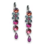 Earrings by Mariana Woman Stunning Pink and Peach Swarovski Crystals - Image 2