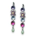 Earrings by Mariana Woman Sassy Fuchsia and Peridot Swarovski Crystals - Image 3