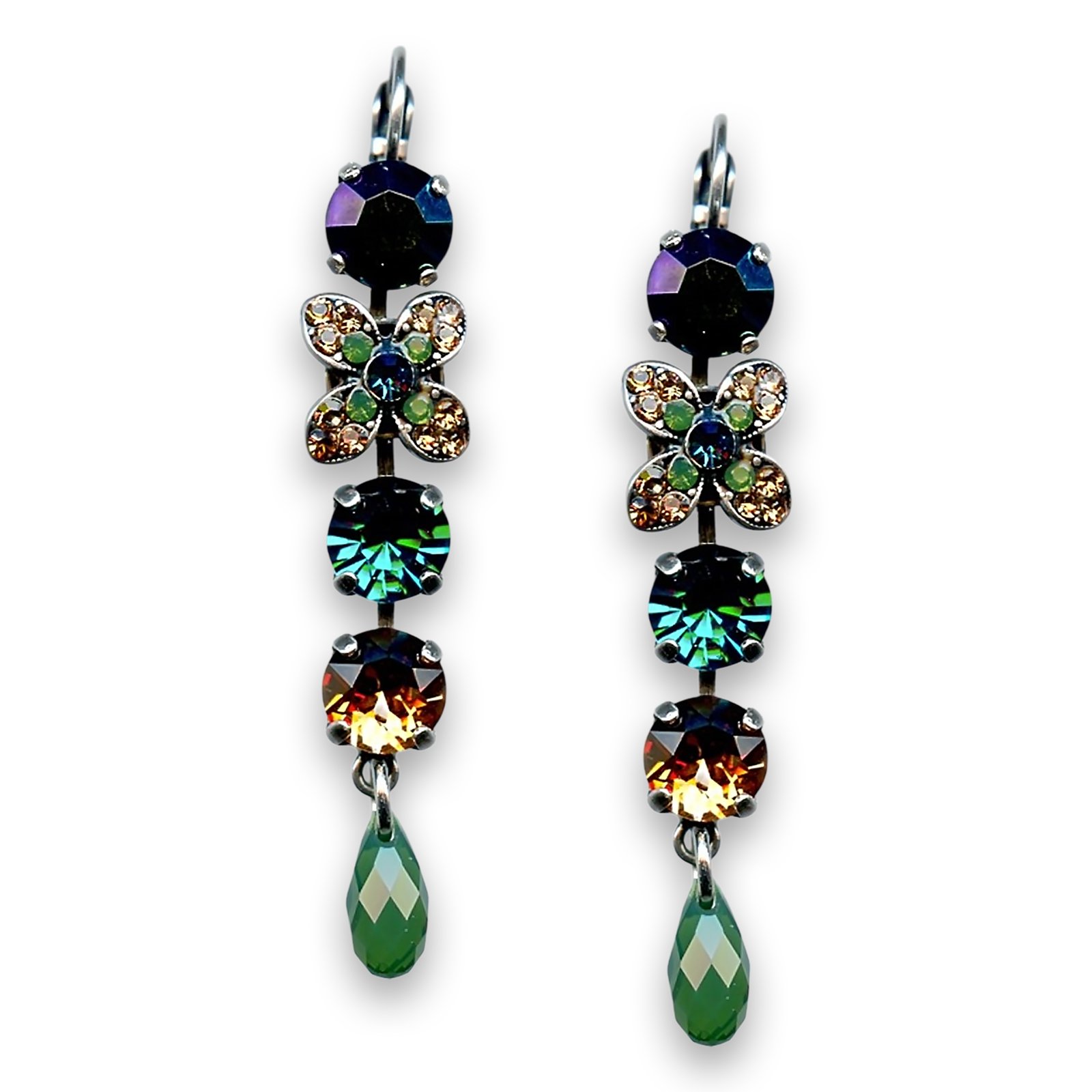 E-1068-4601-SP6 (1) Earrings by Mariana Woman Exquisite Green and Amber Swarovski Crystals - Image 1