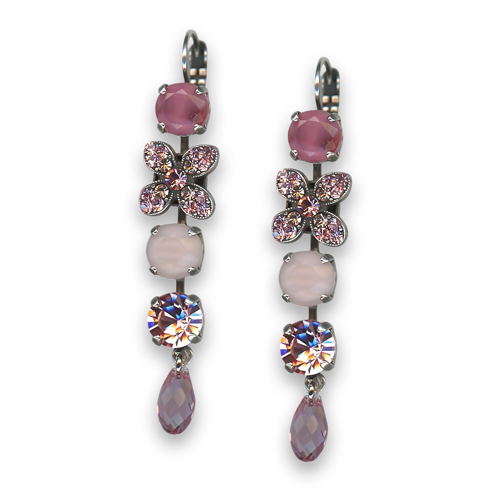E-1068-74R4R-SP6 (2) Earrings by Mariana Woman Lovely Dangling Rose Swarovski Crystals - Image 1