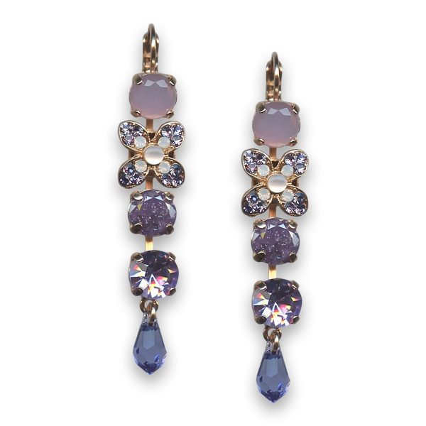 Earrings by Mariana Woman Lovely Pink Quartz Mineral and Violet Swarovski Crystals