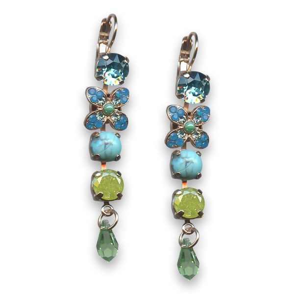 Earrings by Mariana Woman Precious Turquoise Mineral and Aquamarine Swarovski Crystals