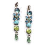 Earrings by Mariana Woman Precious Turquoise Mineral and Aquamarine Swarovski Crystals - Image 3