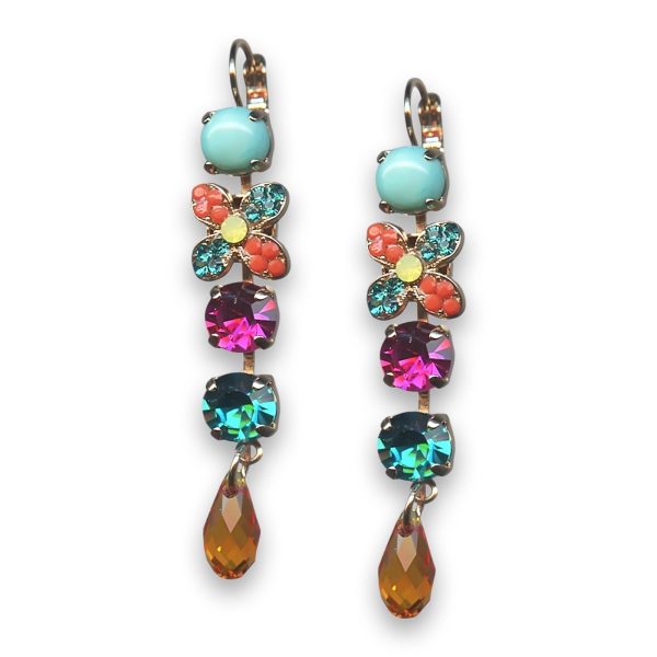 Earrings by Mariana Woman Sassy Turquoise Mineral and Multi Colored Swarovski Crystals