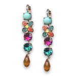 Earrings by Mariana Woman Sassy Turquoise Mineral and Multi Colored Swarovski Crystals - Image 3