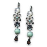 Earrings by Mariana Woman Fab White Shell Mineral and Jet Swarovski Crystals
