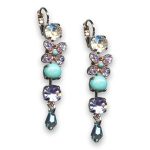 Earrings by Mariana Woman Ethereal Turquoise Mineral and Violet Swarovski Crystals