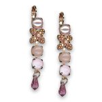 Earrings by Mariana Woman Lovely Rose Quartz Mineral and Pearl Swarovski Crystals - Image 3
