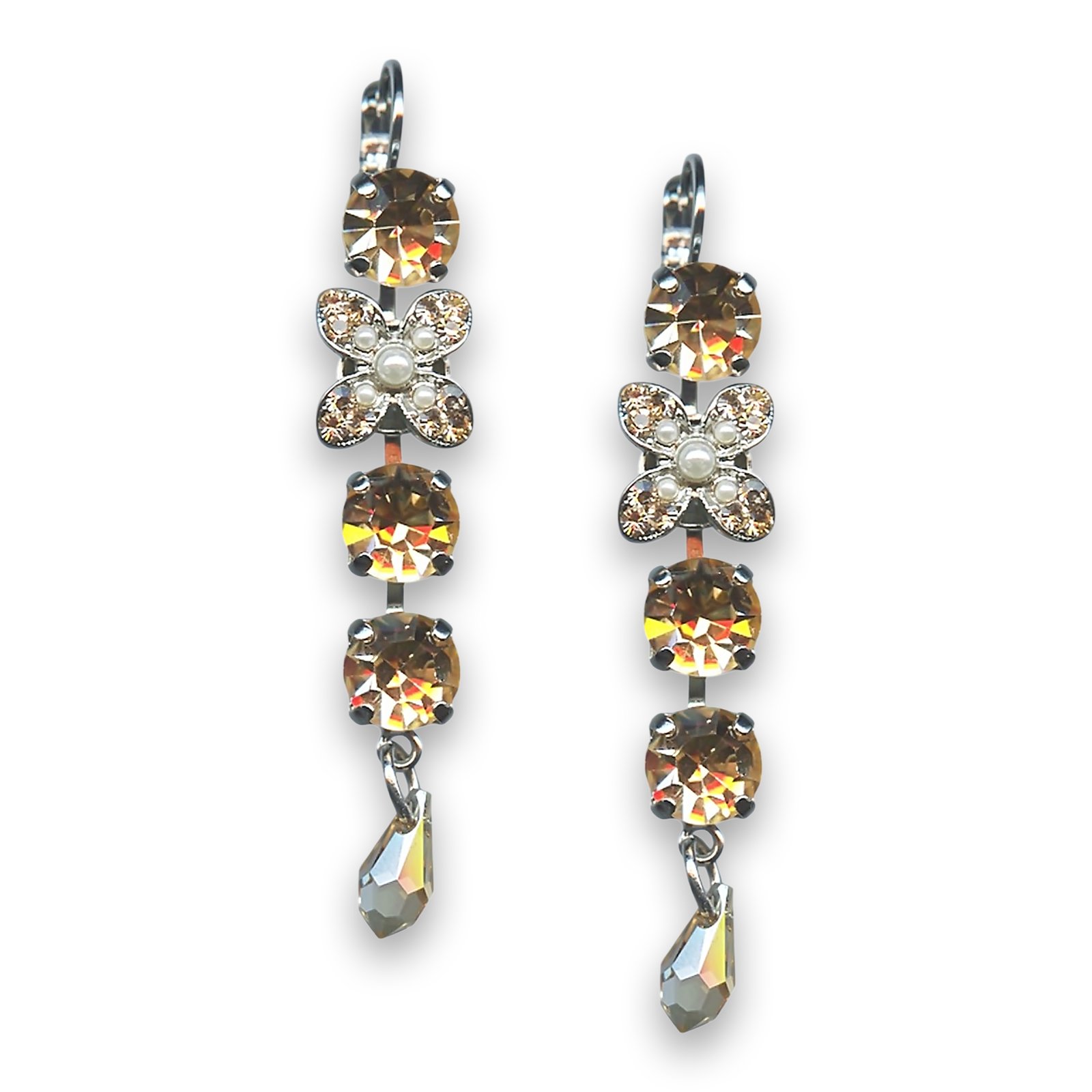 E-1068-M48362-SP6 (1) Earrings by Mariana Woman Classy Pearl Mineral and Golden Swarovski Crystals - Image 1