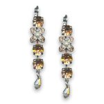 Earrings by Mariana Woman Classy Pearl Mineral and Golden Swarovski Crystals - Image 3