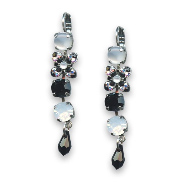 Earrings by Mariana Woman Exquisite White Shell Mineral and Jet Swarovski Crystals