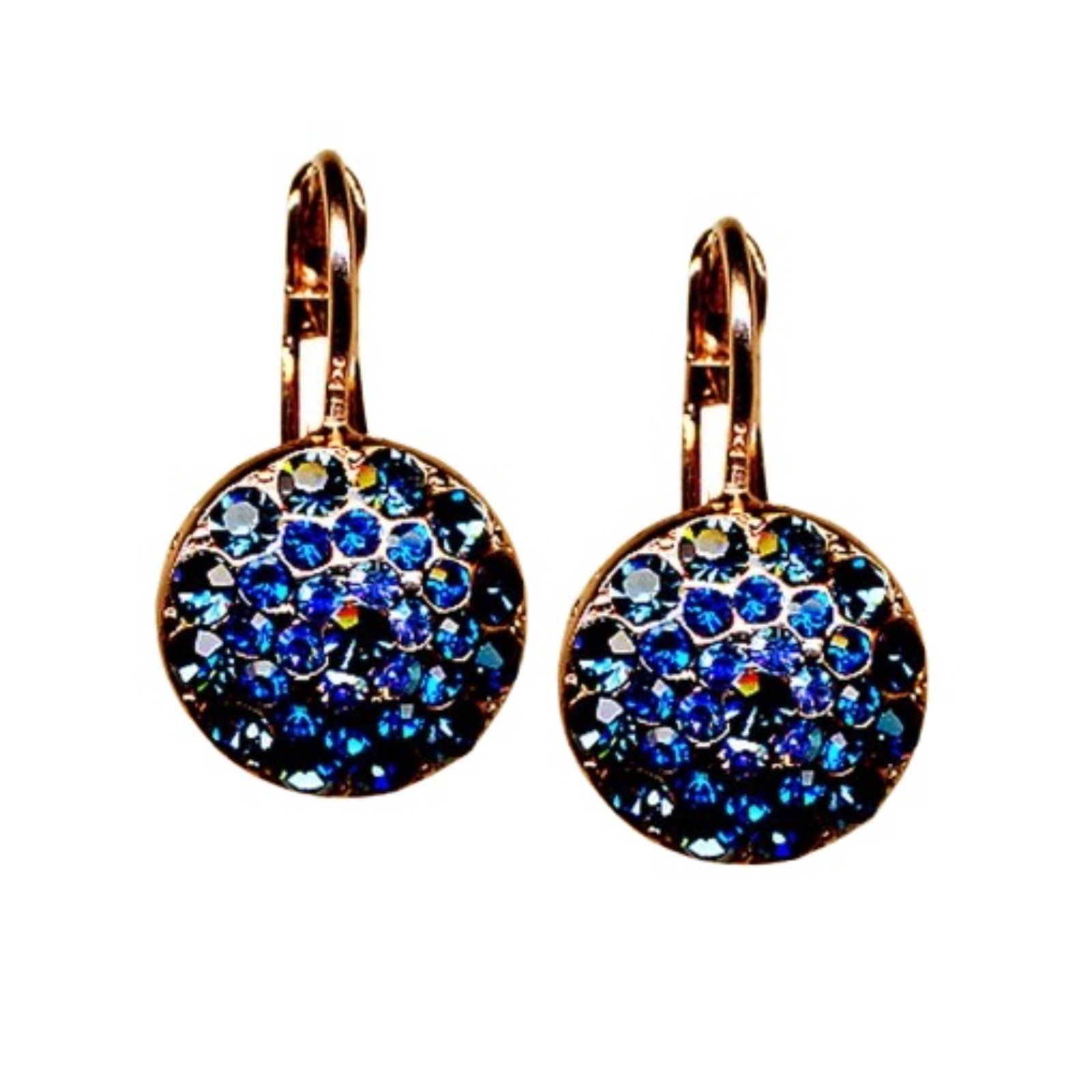 E-1141-207243-RG6 Earrings By Mariana Woman Beautiful Montana Blue and Capri Blue Swarovski Crystals - Image 1