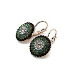 Earrings by Mariana Woman Glamorous Jet and Olivine Swarovski Crystals - Image 2
