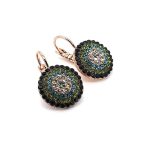 Earrings by Mariana Woman Glamorous Jet and Olivine Swarovski Crystals - Image 3