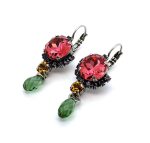 Earrings by Mariana Woman Ethereal Rose and Green Swarovski Crystals - Image 6