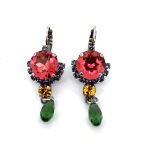 Earrings by Mariana Woman Ethereal Rose and Green Swarovski Crystals