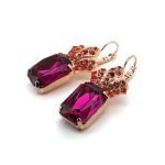 Earrings by Mariana Woman Glamorous Fuchsia and Orange Swarovski Crystals - Image 2