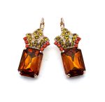 Earrings By Mariana Woman Opulent Topaz and Rose Peach Swarovski Crystals